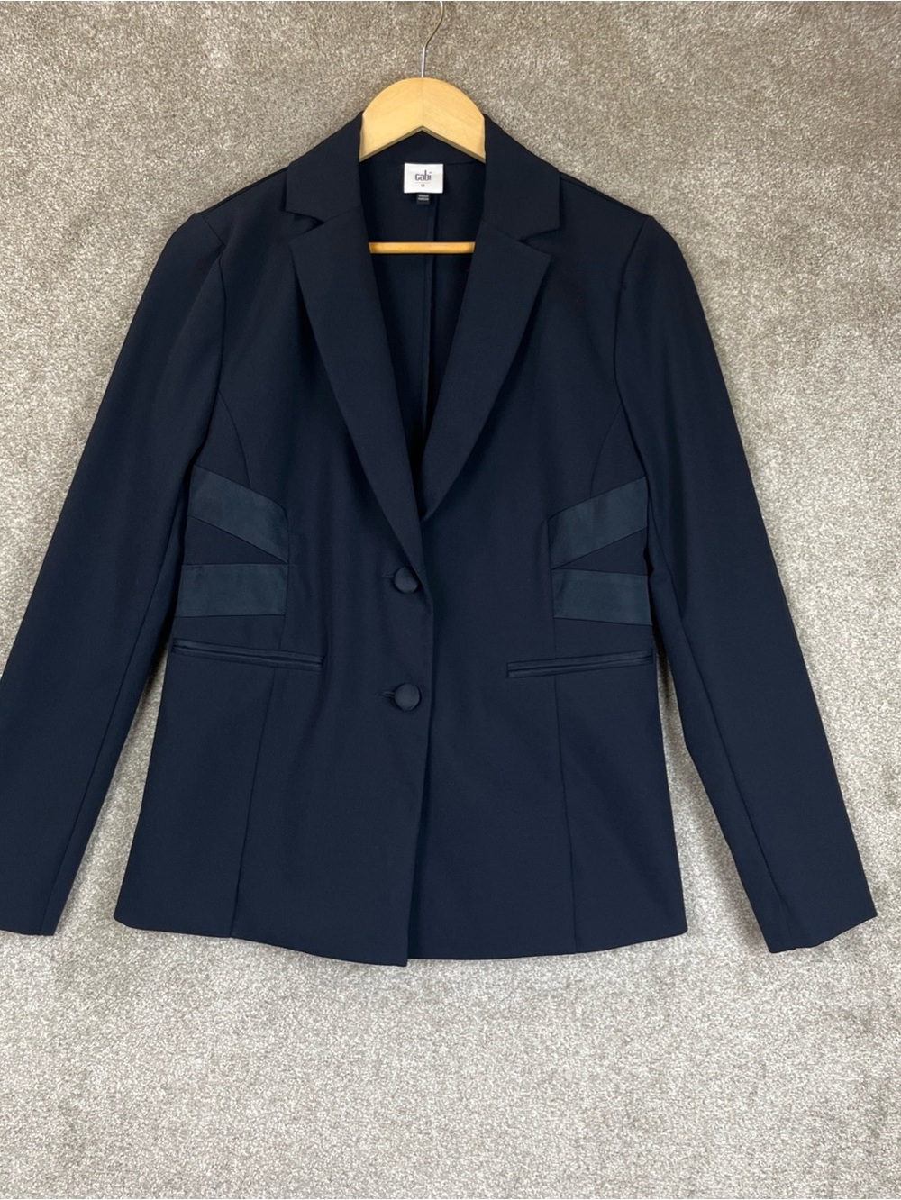 Cabi Jacket Womens 0 Blue Nylon Blend Long Sleeve Button Stretch Blazer- 4742